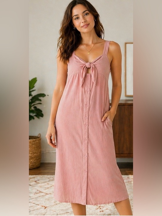 Splendid Dresses & Skirts - Splendid Pink Tie Front Button Midi Dress NWT Size M 💗